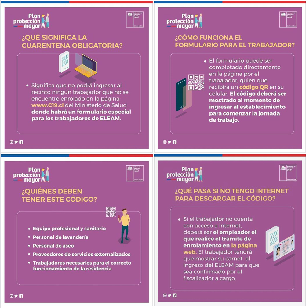 Publicación en Facebook de Senama Gobierno de Chile