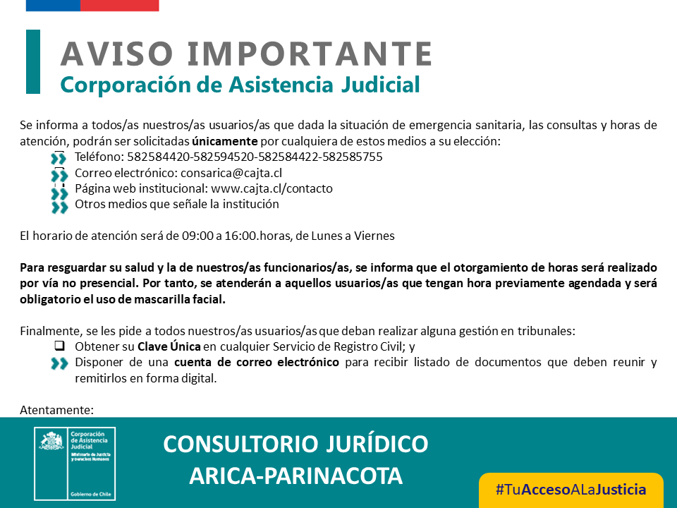 ¡ATENCIÓN ARICA Y PARINACOTA!