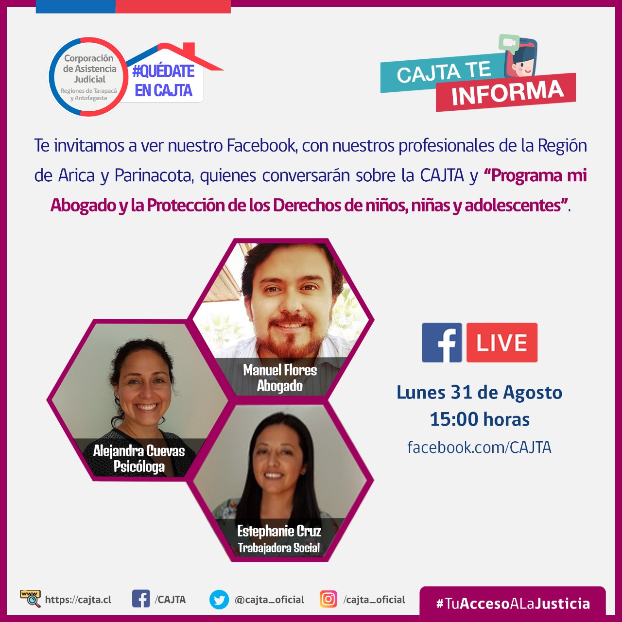 Le INVITAMOS HOY lunes 31 de agosto a nuestro Facebook Live