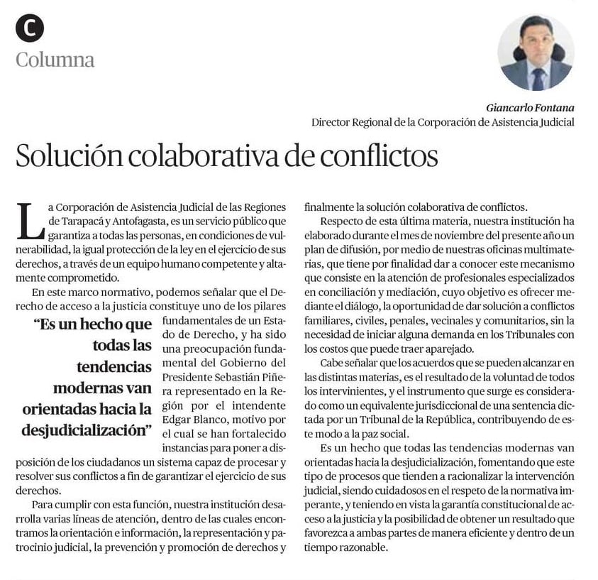 CAJTA presente en diario El Mercurio de Calama