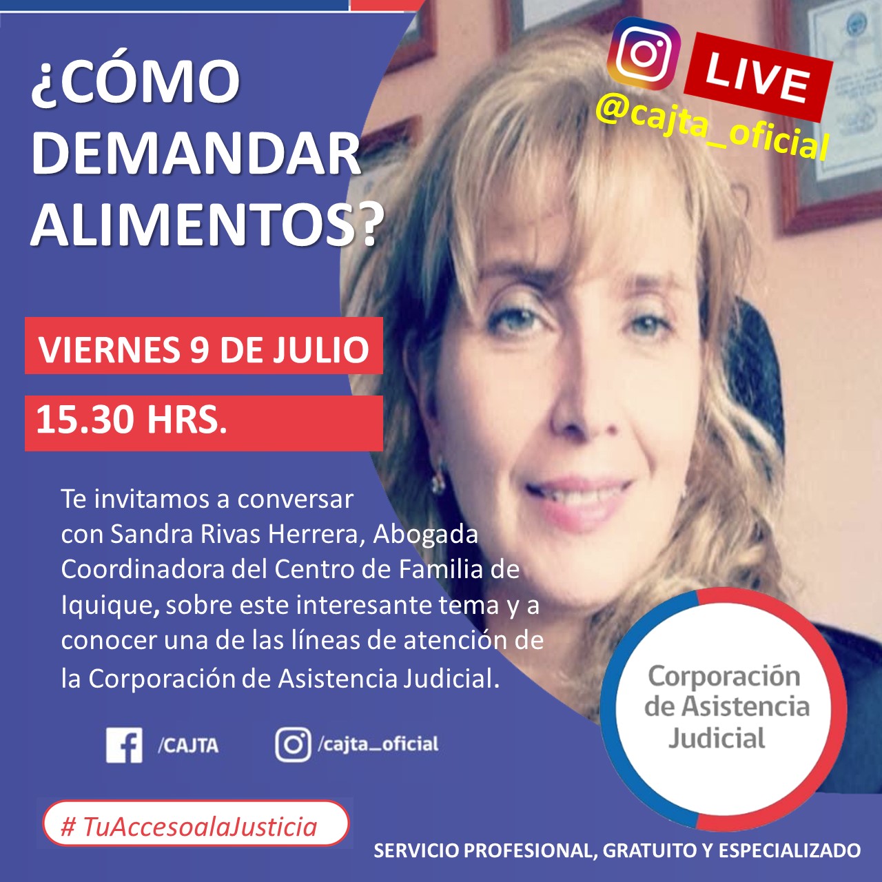 Invitamos a Instagram Live, Viernes 9 de Julio a las 15:30 horas