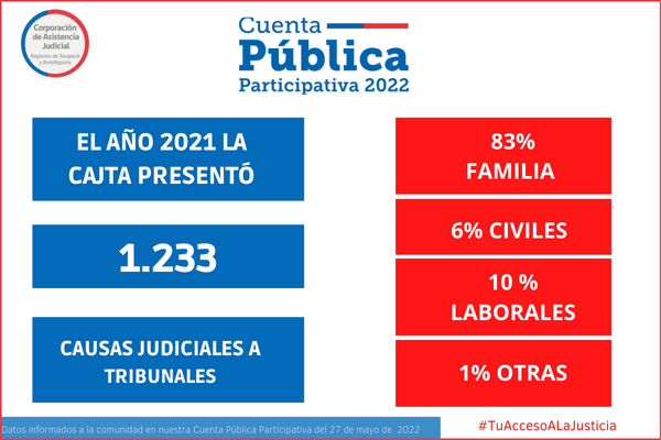 Causas ingresadas a tribunales, desglosada por materias