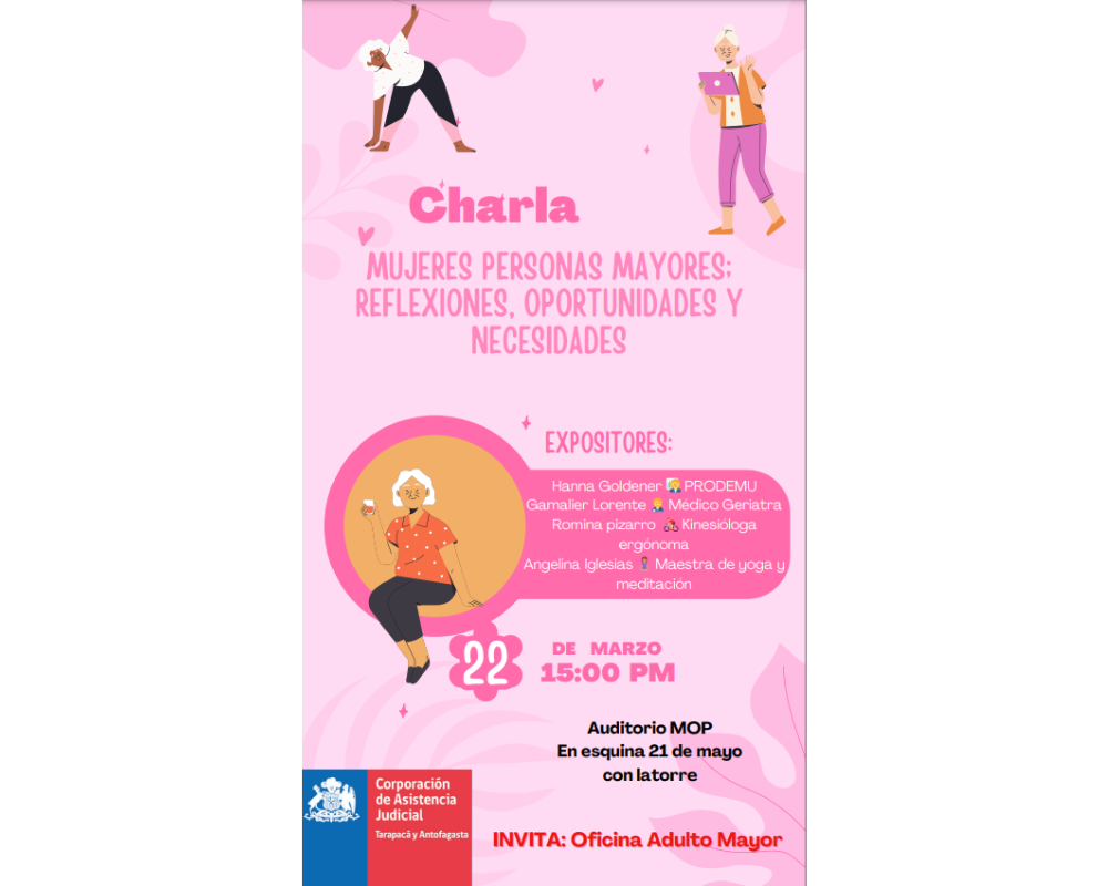 Se invita a charla “Mujeres personas mayores: reflexiones, oportunidades y necesidades”