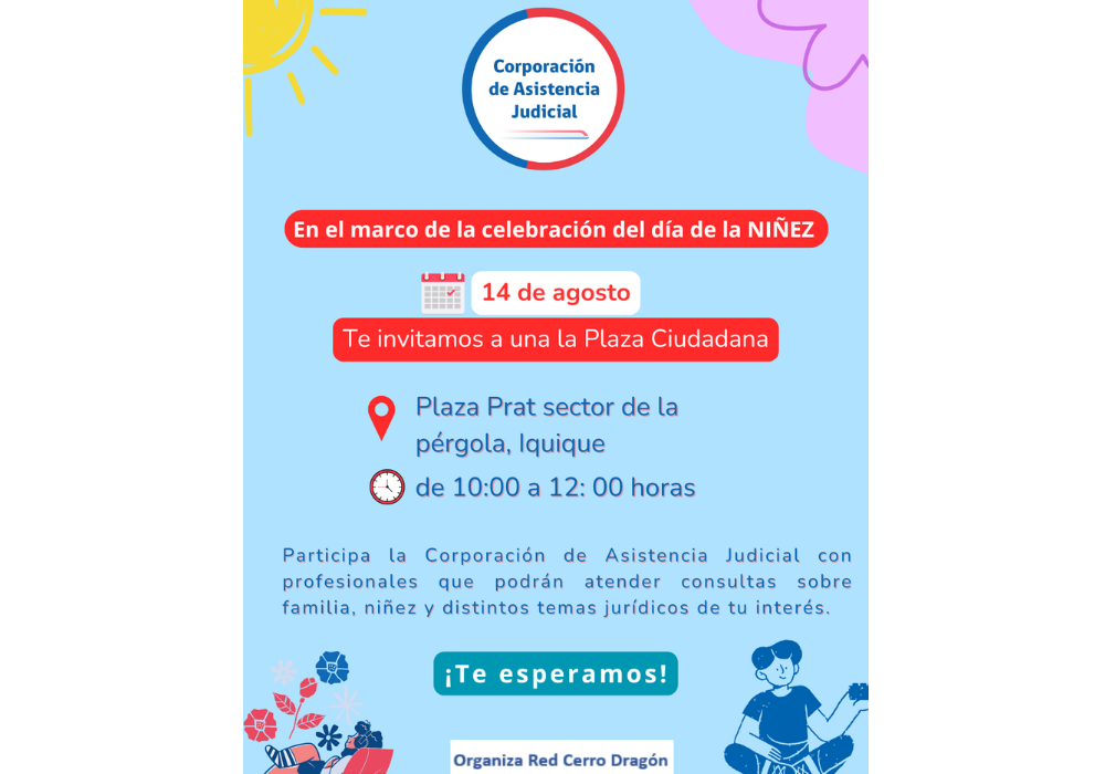 Jueves 14 de agosto: Te invitamos a ser parte de la Plaza Ciudadana, en el marco de la conmemoración del Día de la Niñez