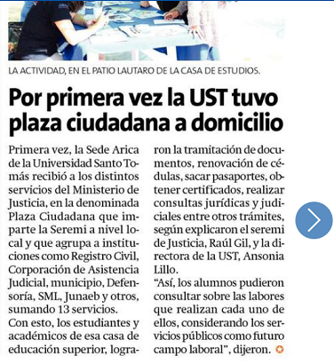 CAJTA participa en Plaza de Justicia en Universidad Santo Tomás de Arica