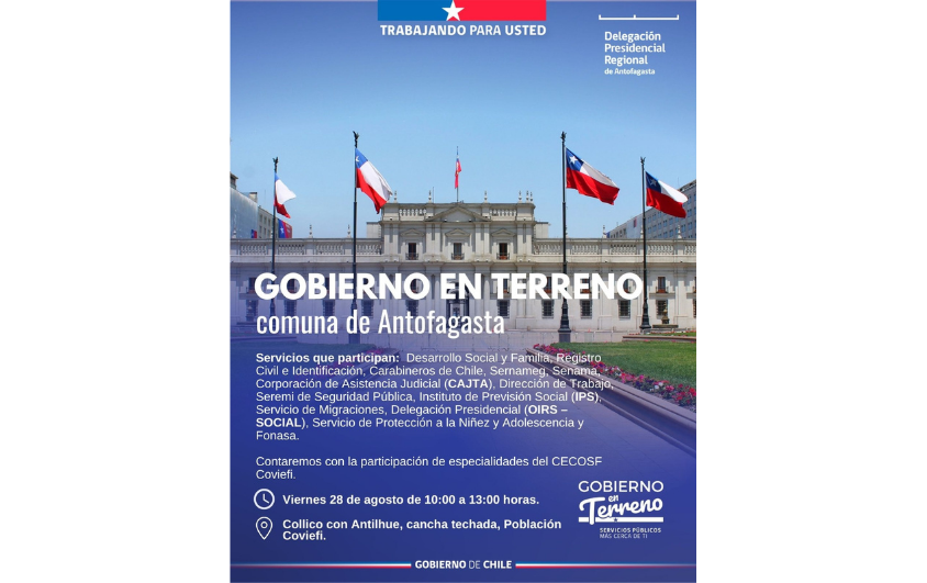 ¡Atención Antofagasta!  Participa de una nueva Feria de Servicios Públicos de Gobierno en Terreno